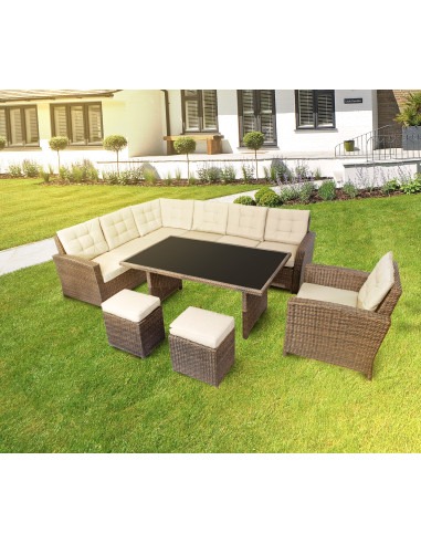 Salon de jardin polyrattan 9 places