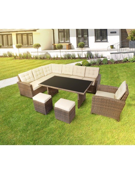 Salon de jardin polyrattan 9 places