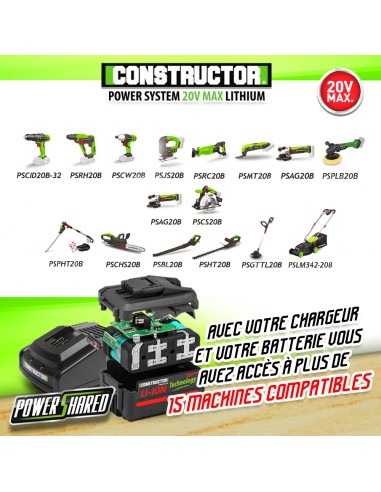 Visseuse à chocs 20V avec batterie 4Ah et chargeur - 140Nm -