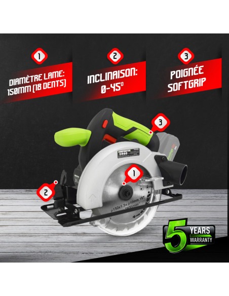 Scie circulaire max 20V + batterie 4Ah + chargeur - Lame 150mm