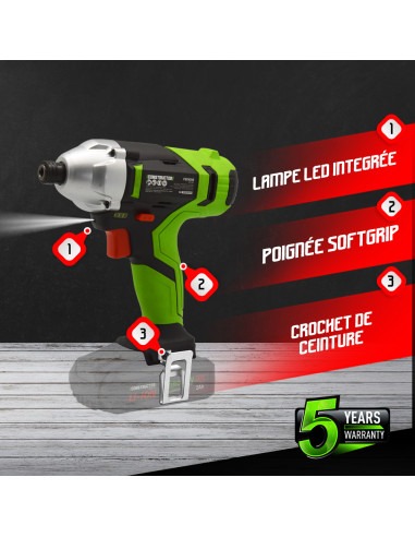 Visseuse à chocs 20V avec batterie 4Ah et chargeur - 140Nm -