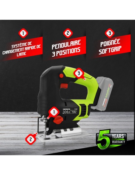 Scie sauteuse pendulaire max 20V avec batterie 4Ah et chargeur