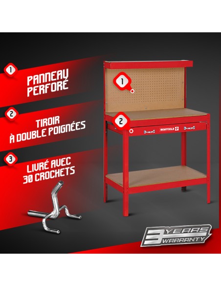 Etabli métallique 140 x 90 x 48cm avec tiroir