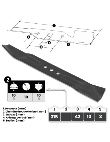 Lame 31.5cm pour tondeuse électrique