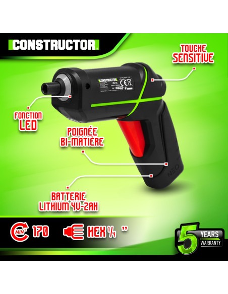 Tournevis rechargeable 4V lithium avec accessoires - 4.5Nm -