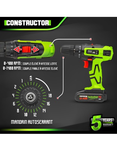 Perceuse visseuse 20V lithium-2 batteries - Chargeur rapide -