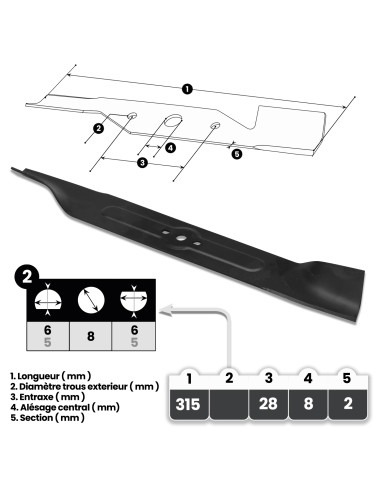 Lame 31.5cm pour tondeuse électrique Elem Garden