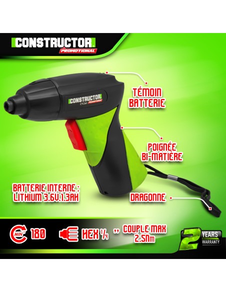 Tournevis rechargeable 3.6V lithium 1.3Ah