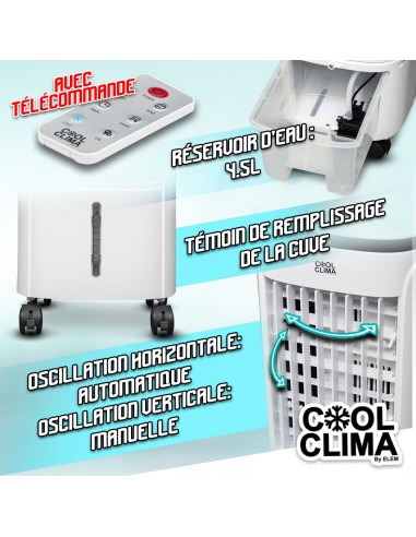 Rafraichisseur d air 75 W - 4.5L avec télécommande