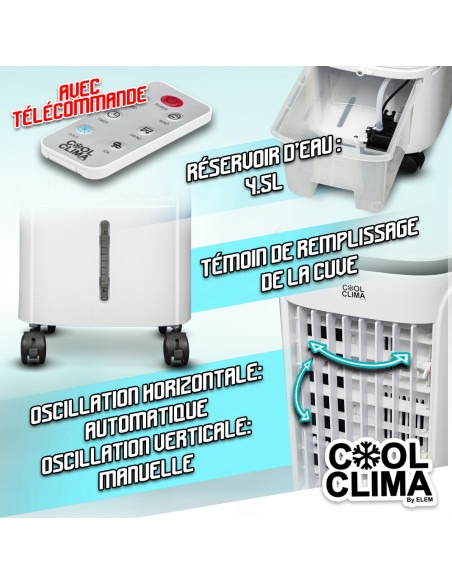 Rafraichisseur d air 75 W - 4.5L avec télécommande