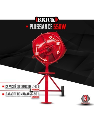 Bétonnière 550w - 140L - Brick
