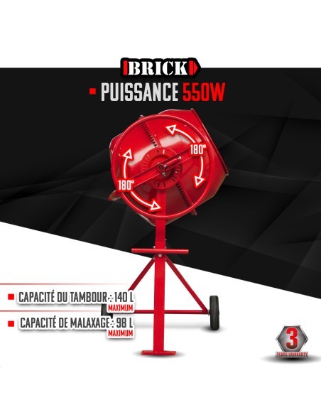 Bétonnière 550w - 140L - Brick