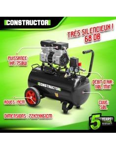 Compresseur 750W - 50L silencieux - 8 bars - Constructor 2