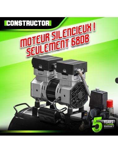 Compresseur 750W - 50L silencieux - 8 bars - Constructor