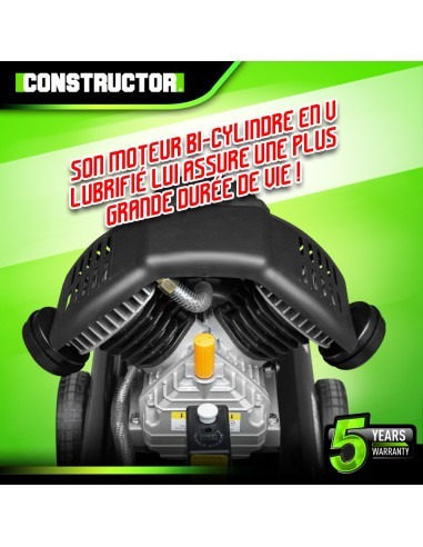 Compresseur à huile 100L bicylindre - 8 bars - 2.2Kw -