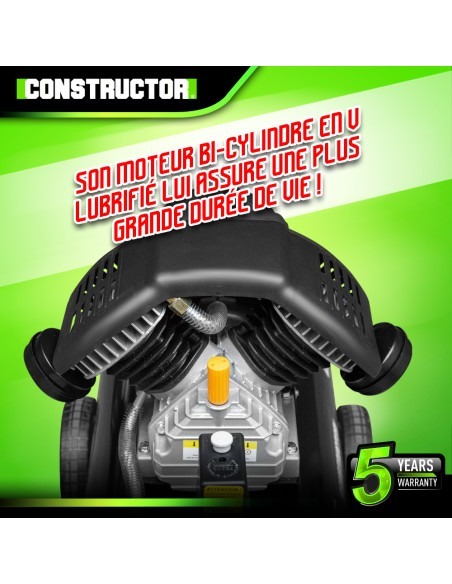 Compresseur à huile 100L bicylindre - 8 bars - 2.2Kw -