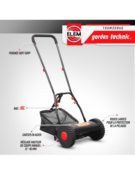 Tondeuse à main 30cm - Elem Garden Technic