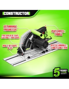 Scie circulaire plongeante 1400W avec rail de guidage - Lame 2