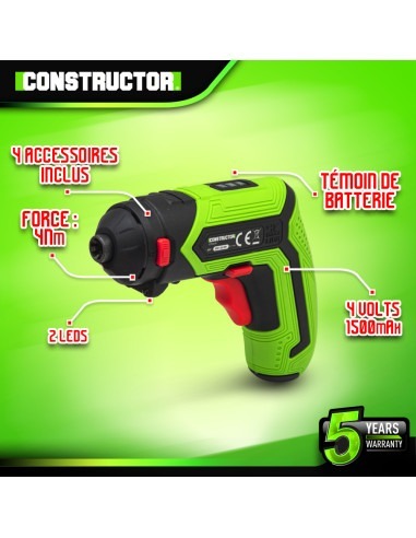 Tournevis rechargeable 4V lithium + accessoires - 4Nm - Coffret