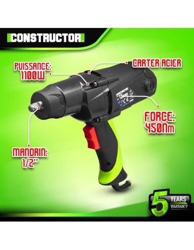 Boulonneuse à chocs 1100W - 450Nm- Constructor