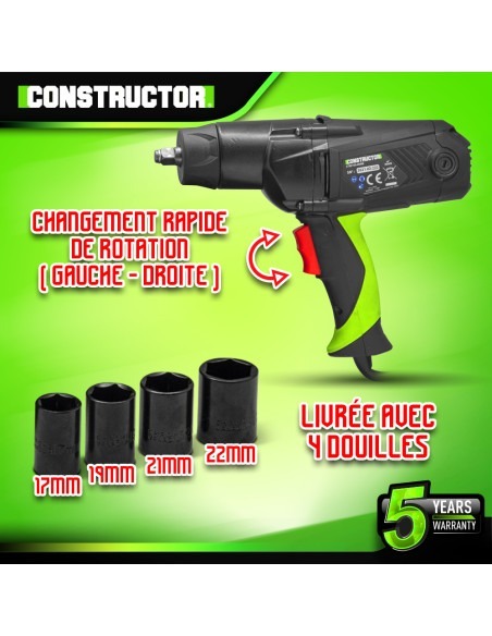 Boulonneuse à chocs 1100W - 450Nm- Constructor