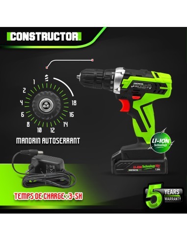 Perceuse visseuse 20V lithium - Vitesse variable - Mandrin auto