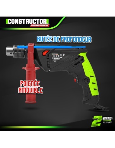 Perceuse percussion filaire 500W - mandrin à clé