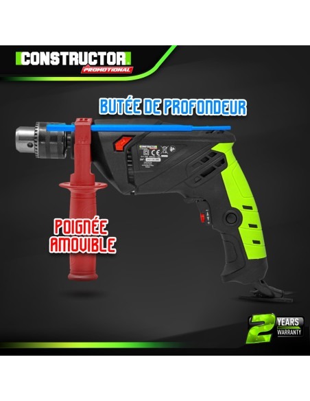Perceuse percussion filaire 500W - mandrin à clé