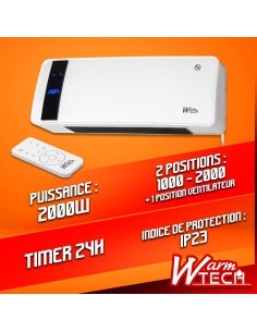 Radiateur céramique mural 2000W avec télécommande - Warm Tech 2