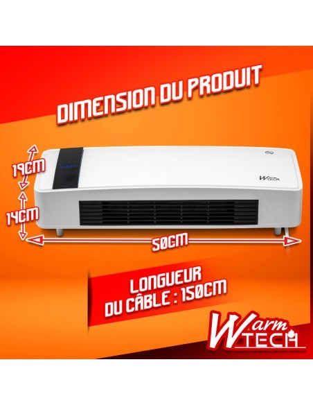Radiateur céramique mural 2000W avec télécommande - Warm Tech