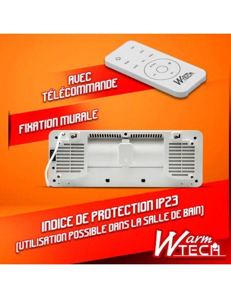 Radiateur céramique mural 2000W avec télécommande - Warm Tech