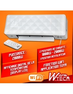 Radiateur céramique mural 2000W avec télécommande et connexion 2