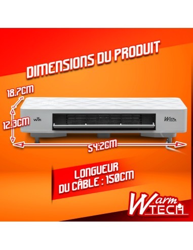Radiateur céramique mural 2000W avec télécommande et connexion