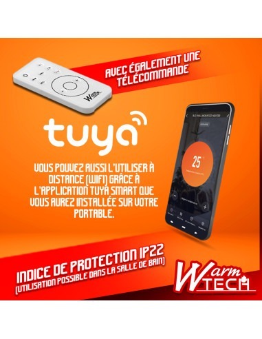 Radiateur céramique mural 2000W avec télécommande et connexion