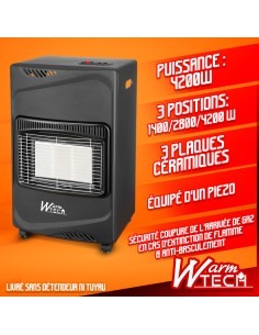 Chauffage gaz infrarouge sur roues 4.2KW - 3 positions - Warm 2