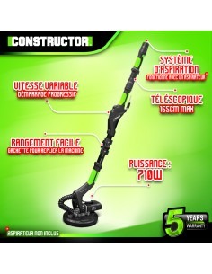 Ponceuse murs et plafonds 710W - 225mm avec vitesse variable et 2