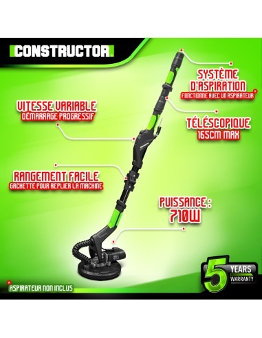 Ponceuse murs et plafonds 710W - 225mm avec vitesse variable et