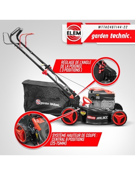 Tondeuse thermique autotractée 144.3cc - Largeur de coupe 46cm