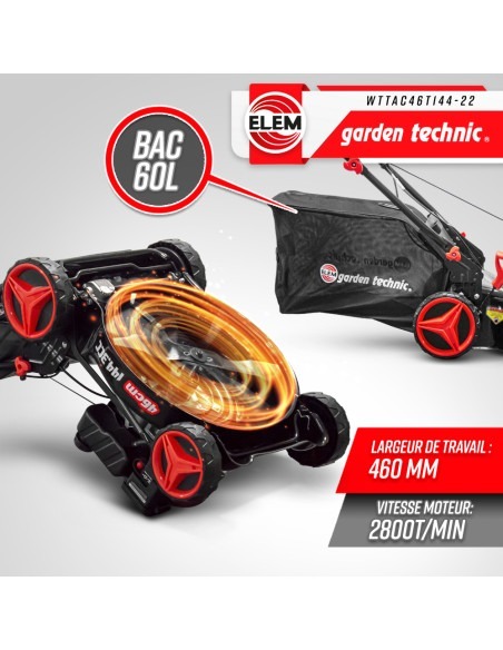 Tondeuse thermique autotractée 144.3cc - Largeur de coupe 46cm