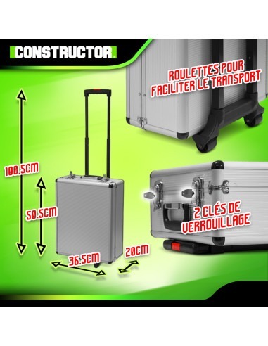 Trolley multi outils 820pcs avec poignée téléscopique -