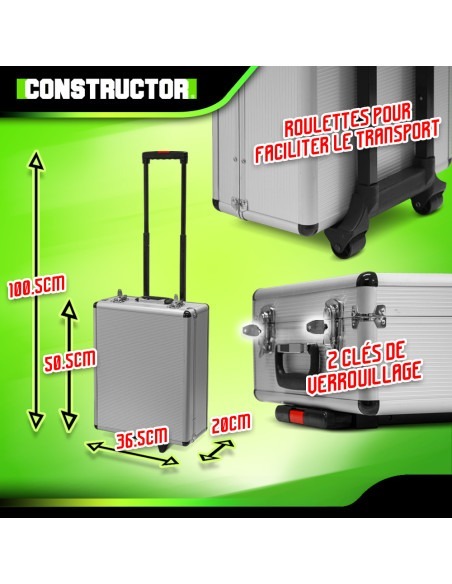 Trolley multi outils 820pcs avec poignée téléscopique -
