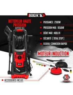 Nettoyeur haute pression 2100W - 165 bars avec moteur à 2