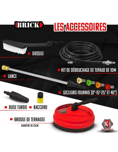 Nettoyeur haute pression 2100W - 165 bars avec moteur à