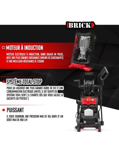 Nettoyeur haute pression 2100W - 165 bars avec moteur à
