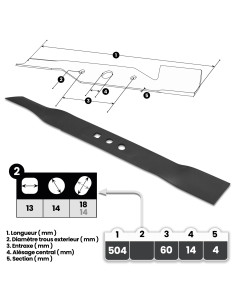 Lame de rechange pour tondeuse thermique 51cm 2