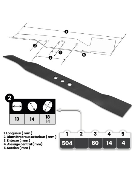 Lame de rechange pour tondeuse thermique 51cm
