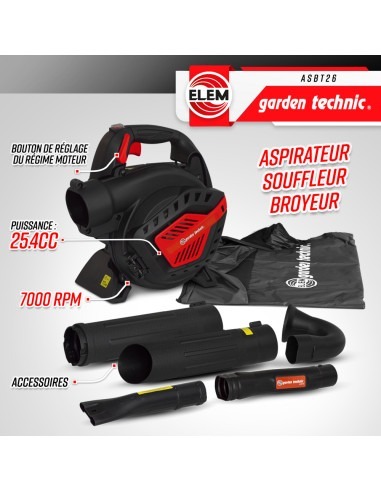 Aspirateur souffleur broyeur thermique 25.4CC - Elem Garden