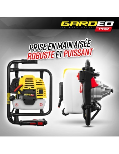 Tarière thermique 52CC + 3 mèches 100 - 150 et 200mm - Gardeo
