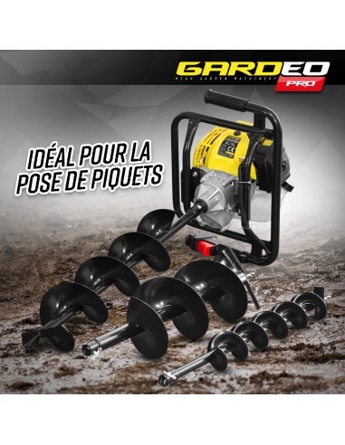 Tarière thermique 52CC + 3 mèches 100 - 150 et 200mm - Gardeo