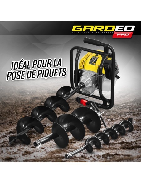 Tarière thermique 52CC + 3 mèches 100 - 150 et 200mm - Gardeo